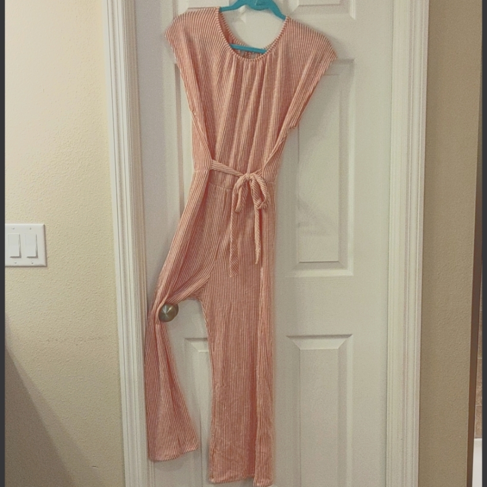 Pink & White stripped romper